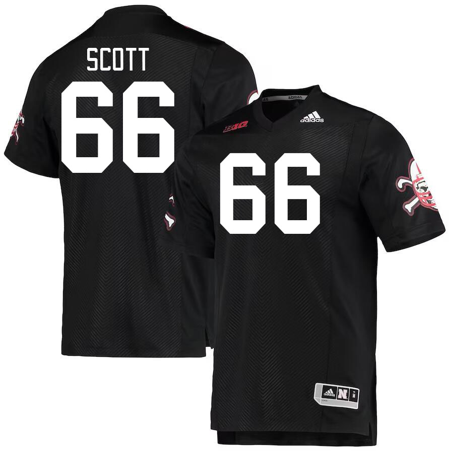 Men #66 Ben Scott Nebraska Cornhuskers College Football Jerseys Stitched Sale-Black